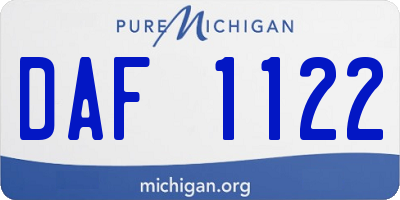 MI license plate DAF1122
