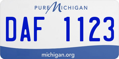 MI license plate DAF1123