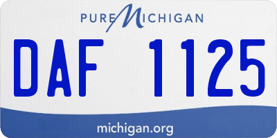 MI license plate DAF1125