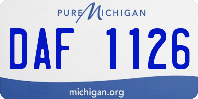 MI license plate DAF1126