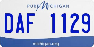 MI license plate DAF1129