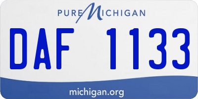 MI license plate DAF1133
