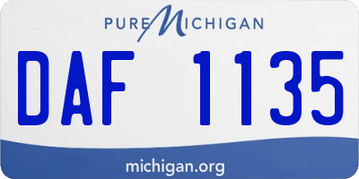MI license plate DAF1135