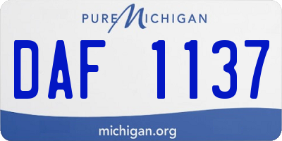 MI license plate DAF1137
