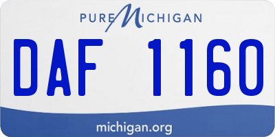 MI license plate DAF1160