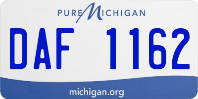 MI license plate DAF1162