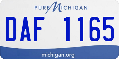 MI license plate DAF1165
