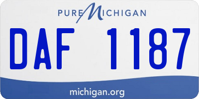 MI license plate DAF1187
