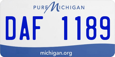 MI license plate DAF1189