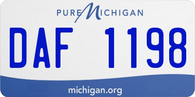 MI license plate DAF1198
