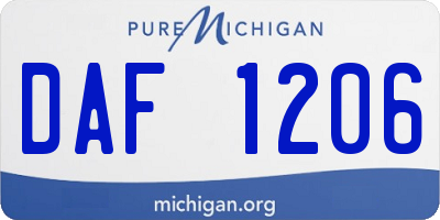 MI license plate DAF1206