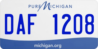 MI license plate DAF1208
