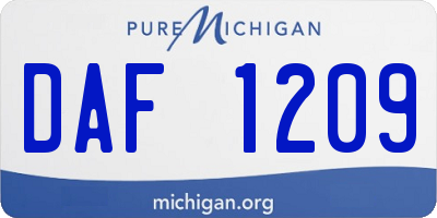 MI license plate DAF1209