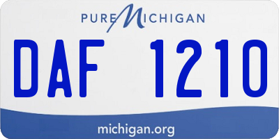 MI license plate DAF1210
