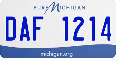 MI license plate DAF1214