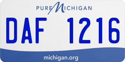 MI license plate DAF1216