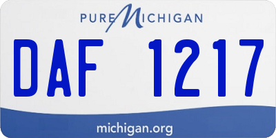 MI license plate DAF1217