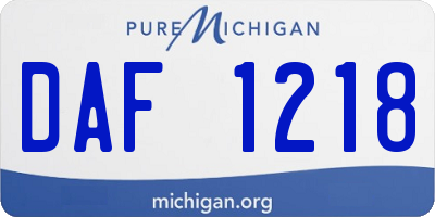 MI license plate DAF1218