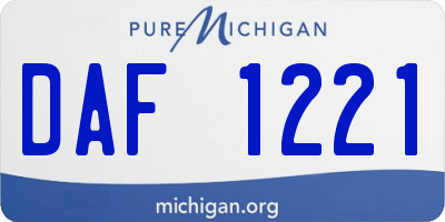 MI license plate DAF1221