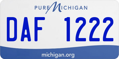 MI license plate DAF1222