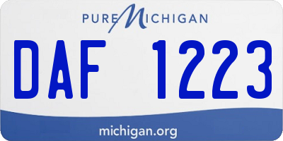 MI license plate DAF1223