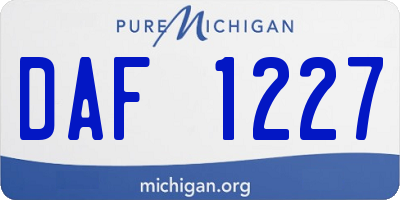 MI license plate DAF1227