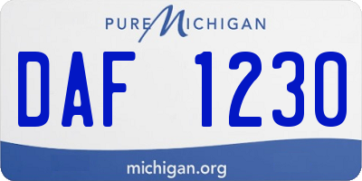 MI license plate DAF1230