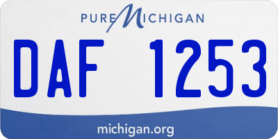 MI license plate DAF1253