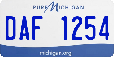 MI license plate DAF1254