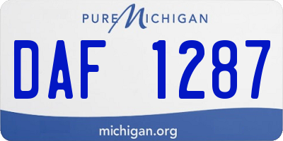 MI license plate DAF1287