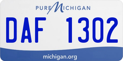 MI license plate DAF1302