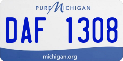 MI license plate DAF1308