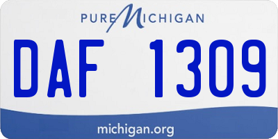 MI license plate DAF1309