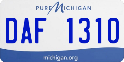 MI license plate DAF1310