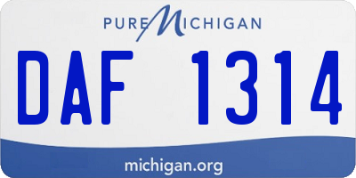 MI license plate DAF1314