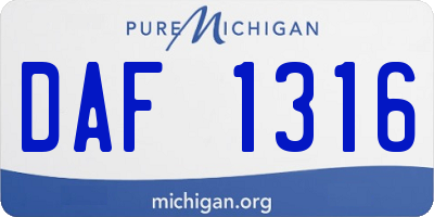 MI license plate DAF1316