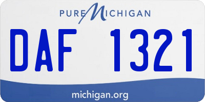 MI license plate DAF1321