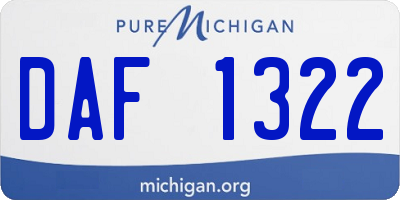 MI license plate DAF1322