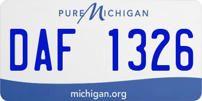 MI license plate DAF1326