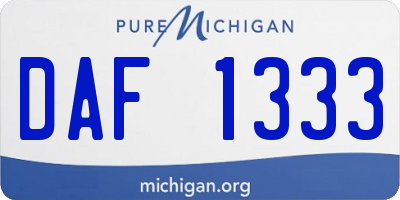 MI license plate DAF1333