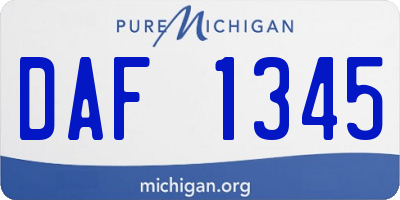 MI license plate DAF1345