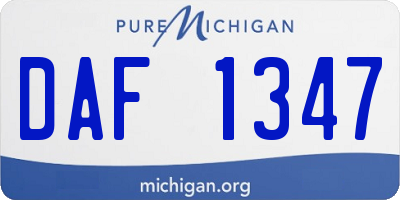 MI license plate DAF1347