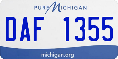 MI license plate DAF1355