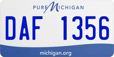 MI license plate DAF1356
