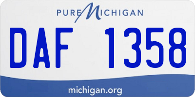 MI license plate DAF1358