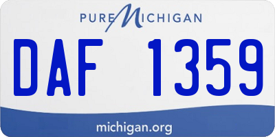 MI license plate DAF1359