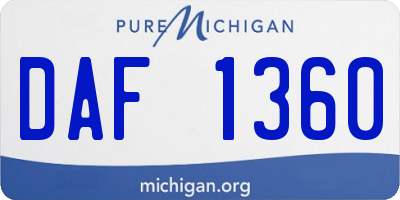 MI license plate DAF1360
