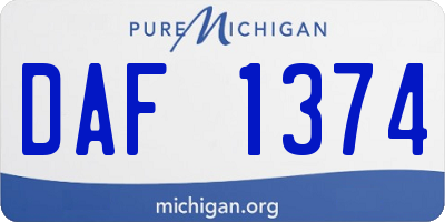 MI license plate DAF1374