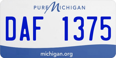 MI license plate DAF1375