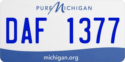 MI license plate DAF1377